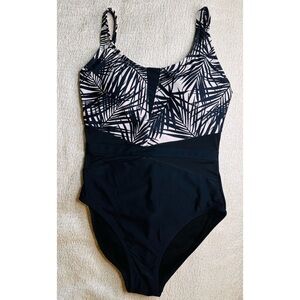 Sol Collective One Piece Swimsuit Black White Palm Leaf M NEW Original Sample